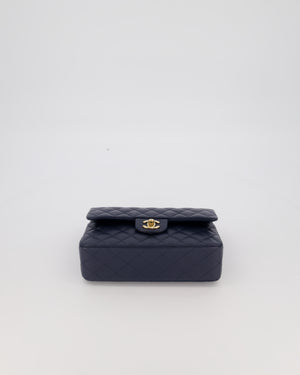 Chanel Blue Small Classic Double Flap Bag in Lambskin Leather with Champagne Gold Hardware