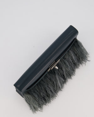 *VERY RARE* Hermès Kelly Elan Folie Bag in Vert Cypress Chevrè Chamkila Leather with Vert Mangrove Ostrich Plumes and Palladium Hardware