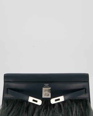 *VERY RARE* Hermès Kelly Elan Folie Bag in Vert Cypress Chevrè Chamkila Leather with Vert Mangrove Ostrich Plumes and Palladium Hardware