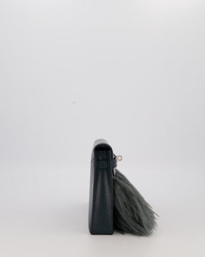*VERY RARE* Hermès Kelly Elan Folie Bag in Vert Cypress Chevrè Chamkila Leather with Vert Mangrove Ostrich Plumes and Palladium Hardware