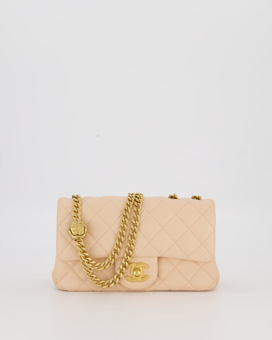 Chanel Coco Crush Peach Mini Rectangular Flap Bag in Lambskin Leather with Brushed Gold Hardware