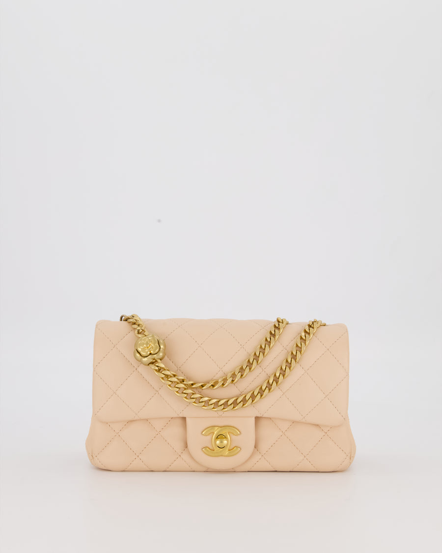 Chanel Coco Crush Peach Mini Rectangular Flap Bag in Lambskin Leather with Brushed Gold Hardware