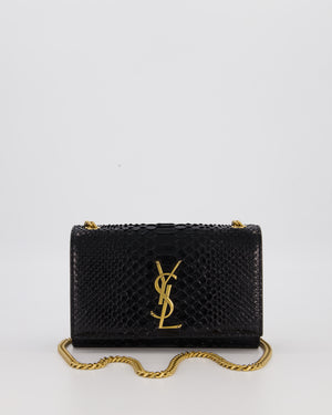 Saint Laurent Kate Monogram Chain Wallet Bag in Black Python-Effect Leather with Gold Hardware