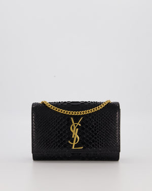 Saint Laurent Kate Monogram Chain Wallet Bag in Black Python-Effect Leather with Gold Hardware