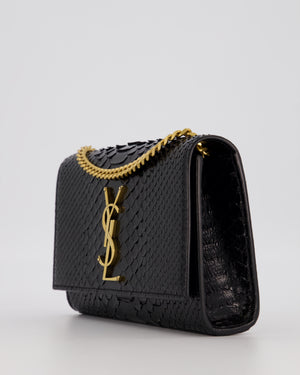 Saint Laurent Kate Monogram Chain Wallet Bag in Black Python-Effect Leather with Gold Hardware