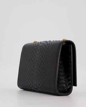 Saint Laurent Kate Monogram Chain Wallet Bag in Black Python-Effect Leather with Gold Hardware