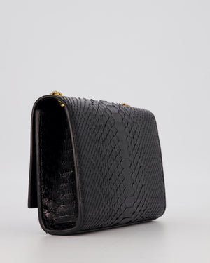 Saint Laurent Kate Monogram Chain Wallet Bag in Black Python-Effect Leather with Gold Hardware