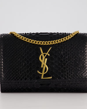 Saint Laurent Kate Monogram Chain Wallet Bag in Black Python-Effect Leather with Gold Hardware
