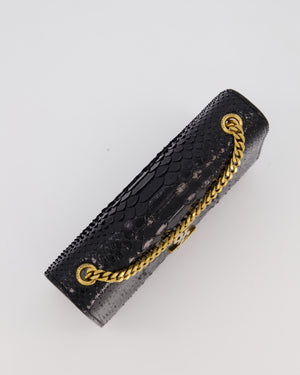 Saint Laurent Kate Monogram Chain Wallet Bag in Black Python-Effect Leather with Gold Hardware