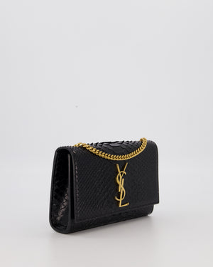 Saint Laurent Kate Monogram Chain Wallet Bag in Black Python-Effect Leather with Gold Hardware
