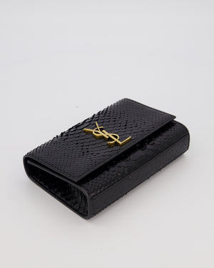 Saint Laurent Kate Monogram Chain Wallet Bag in Black Python-Effect Leather with Gold Hardware