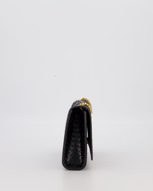 Saint Laurent Kate Monogram Chain Wallet Bag in Black Python-Effect Leather with Gold Hardware