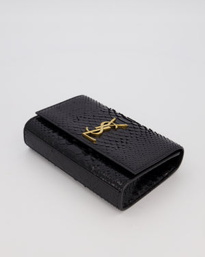Saint Laurent Kate Monogram Chain Wallet Bag in Black Python-Effect Leather with Gold Hardware