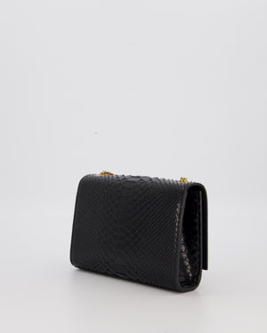 Saint Laurent Kate Monogram Chain Wallet Bag in Black Python-Effect Leather with Gold Hardware
