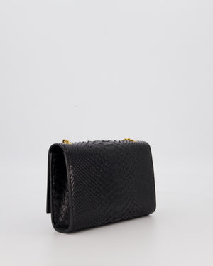 Saint Laurent Kate Monogram Chain Wallet Bag in Black Python-Effect Leather with Gold Hardware