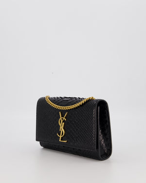 Saint Laurent Kate Monogram Chain Wallet Bag in Black Python-Effect Leather with Gold Hardware