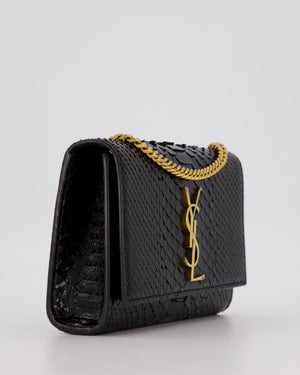 Saint Laurent Kate Monogram Chain Wallet Bag in Black Python-Effect Leather with Gold Hardware