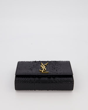 Saint Laurent Kate Monogram Chain Wallet Bag in Black Python-Effect Leather with Gold Hardware