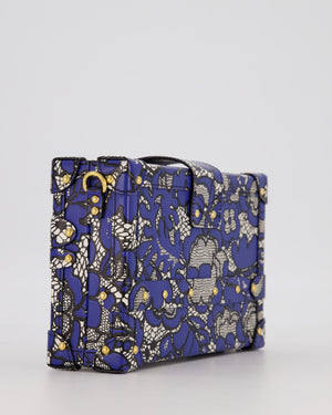 Louis Vuitton Blue Lace Floral Petite Malle Bag in Calfskin Leather With Gold Hardware