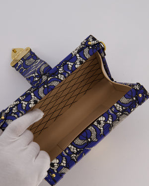 Louis Vuitton Blue Lace Floral Petite Malle Bag in Calfskin Leather With Gold Hardware