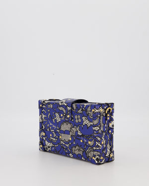 Louis Vuitton Blue Lace Floral Petite Malle Bag in Calfskin Leather With Gold Hardware