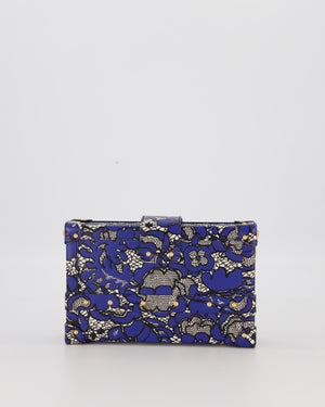 Louis Vuitton Blue Lace Floral Petite Malle Bag in Calfskin Leather With Gold Hardware