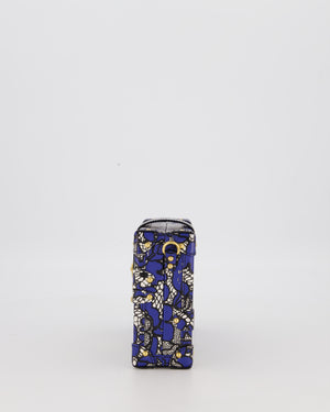 Louis Vuitton Blue Lace Floral Petite Malle Bag in Calfskin Leather With Gold Hardware