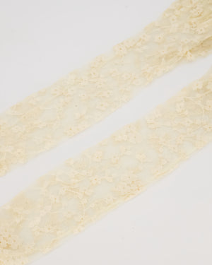 Valentino Elbow Floral Lace Gloves in Butter Yellow