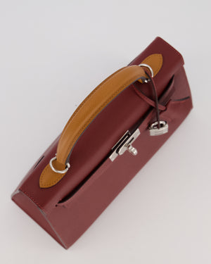 *HOT* Hermès Kelly 25 Sellier Tricolour Bag in Rouge H, Gold, & Bai Brun Epsom Leather and Palladium Hardware