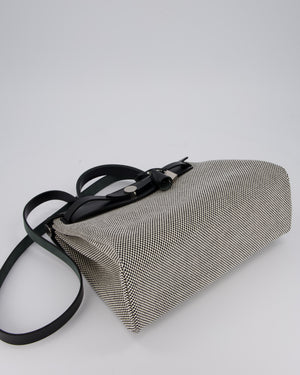 *HOT* Hermès Herbag 31 Zip Bag in Ecru/Noir Criss Viking Canvas, Noir Vache Hunter Leather with Palladium Hardware