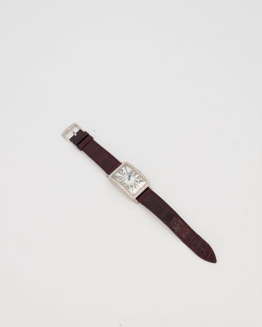 Franck Muller Long Island Diamond Case Watch with Burgundy Alligator Bracelet