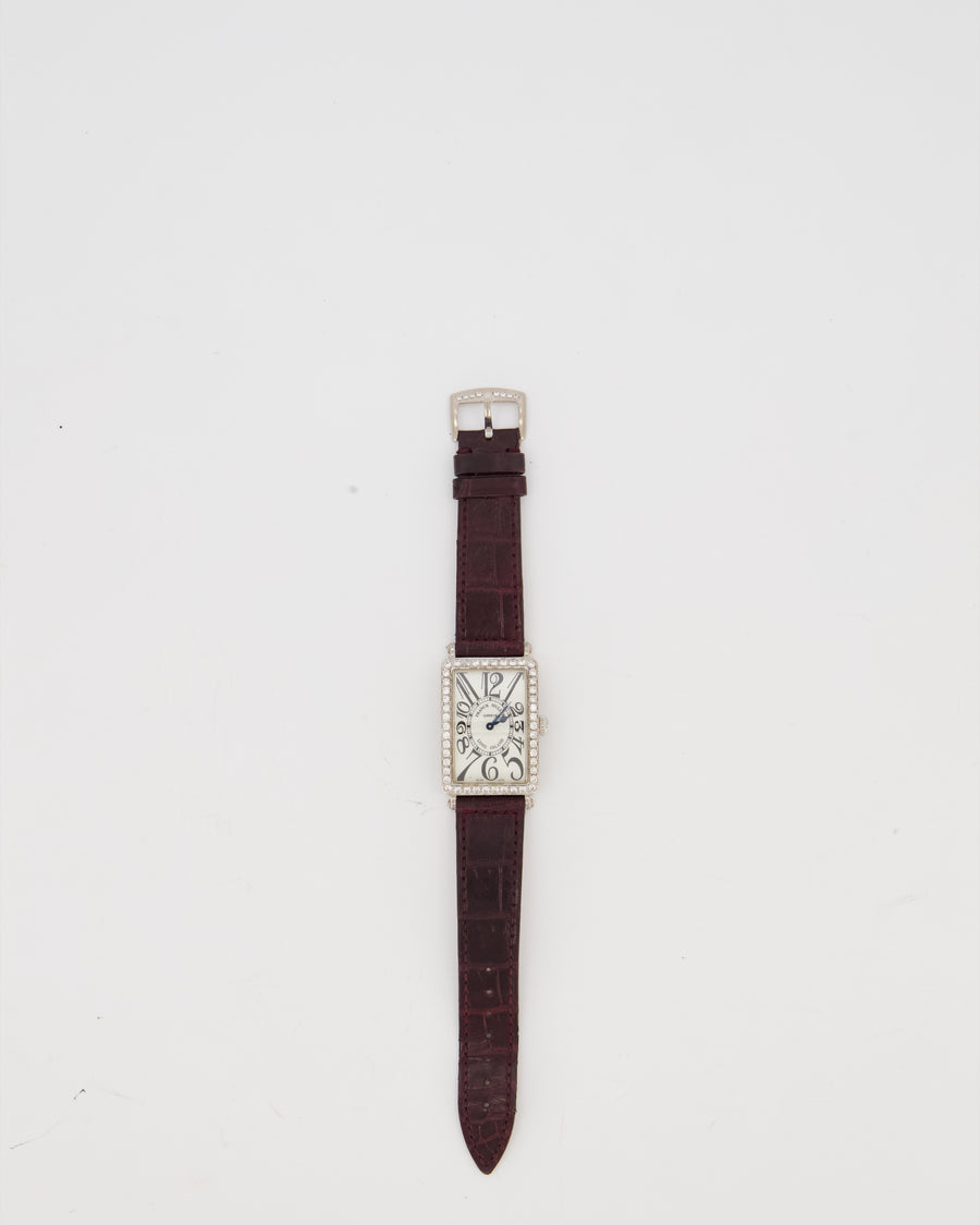 Franck Muller Long Island Diamond Case Watch with Burgundy Alligator Bracelet