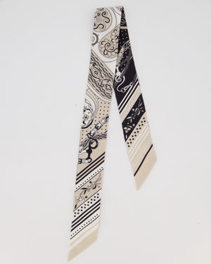 Hermès Festival Des Amazones Twilly in Grege, Noir and Blanc Silk