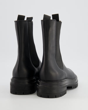 Gianvito Rossi Black Leather Chester Chelsea Ankle Boots Size EU 38