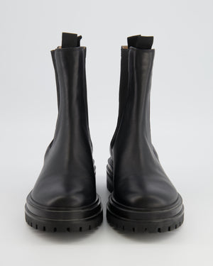 Gianvito Rossi Black Leather Chester Chelsea Ankle Boots Size EU 38