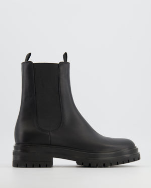 Gianvito Rossi Black Leather Chester Chelsea Ankle Boots Size EU 38