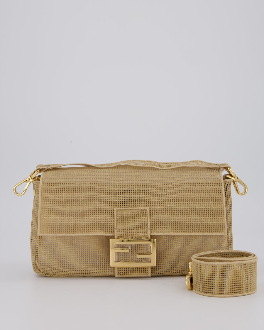 *LIMITED EDITION* Fendi Baguette Bag with Needlepoint Embroidery Kit in Perforated Cotton with Gold Hardware