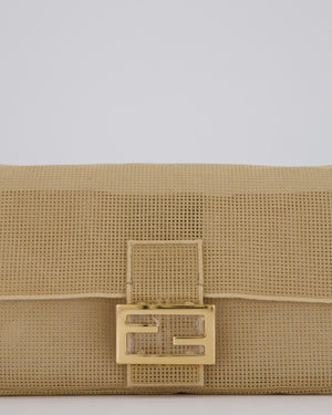 *LIMITED EDITION* Fendi Baguette Bag with Needlepoint Embroidery Kit in Perforated Cotton with Gold Hardware