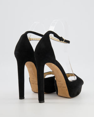 Jimmy Choo Black Suede Annie Platform Heeled Sandals Size EU 37.5