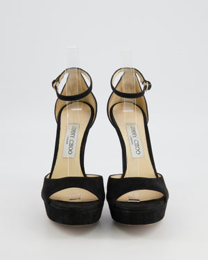 Jimmy Choo Black Suede Annie Platform Heeled Sandals Size EU 37.5