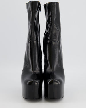 Saint Laurent Black Leather Heeled High Platform Ankle Boots Size EU 38 RRP £1,635