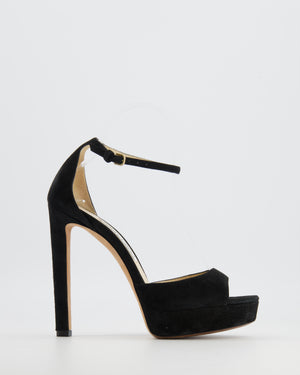 Jimmy Choo Black Suede Annie Platform Heeled Sandals Size EU 37.5