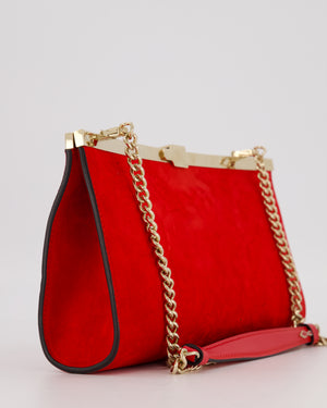Christian Louboutin Red Suede Khaite Lilith Clutch Bag with Chain and Gold Hardware