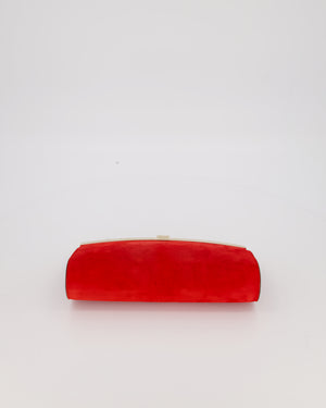 Christian Louboutin Red Suede Khaite Lilith Clutch Bag with Chain and Gold Hardware