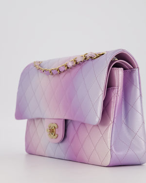 *RARE* Chanel Purple & Pink Ombre Quilted Medium Double Flap Bag in Lambskin with Champagne Gold Hardware