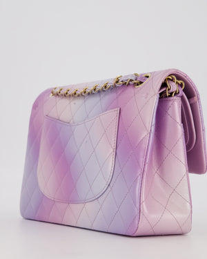 *RARE* Chanel Purple & Pink Ombre Quilted Medium Double Flap Bag in Lambskin with Champagne Gold Hardware