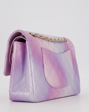 *RARE* Chanel Purple & Pink Ombre Quilted Medium Double Flap Bag in Lambskin with Champagne Gold Hardware