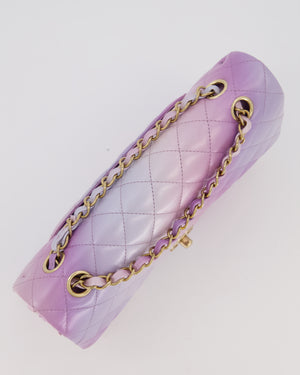 *RARE* Chanel Purple & Pink Ombre Quilted Medium Double Flap Bag in Lambskin with Champagne Gold Hardware