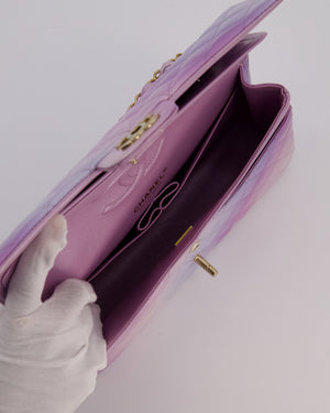*RARE* Chanel Purple & Pink Ombre Quilted Medium Double Flap Bag in Lambskin with Champagne Gold Hardware