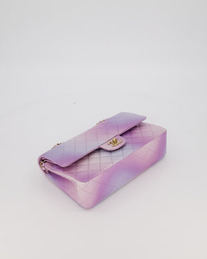 *RARE* Chanel Purple & Pink Ombre Quilted Medium Double Flap Bag in Lambskin with Champagne Gold Hardware